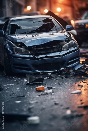 Crashed cars on city Generative AI