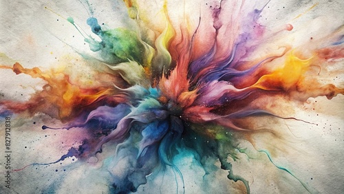 Dynamic display of watercolor paint streaked, splattered, and swirled across a wall