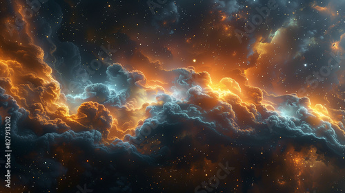 A fiery explosion rips through a nebula, its light echoing across the vastness of space photo