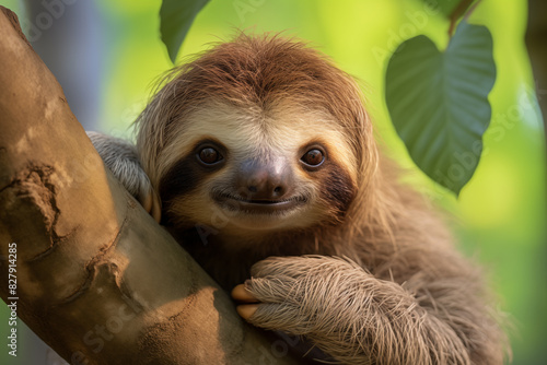 Sloth at outdoors in wildlife. Animal