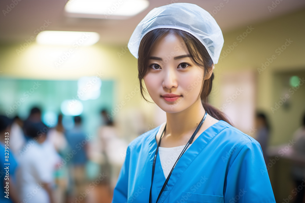 Fototapeta premium Young pretty Chinese girl with surgeon uniform