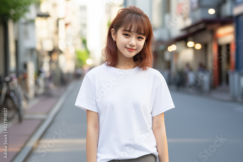 Teen pretty Japanese girl at outdoors © luismolinero