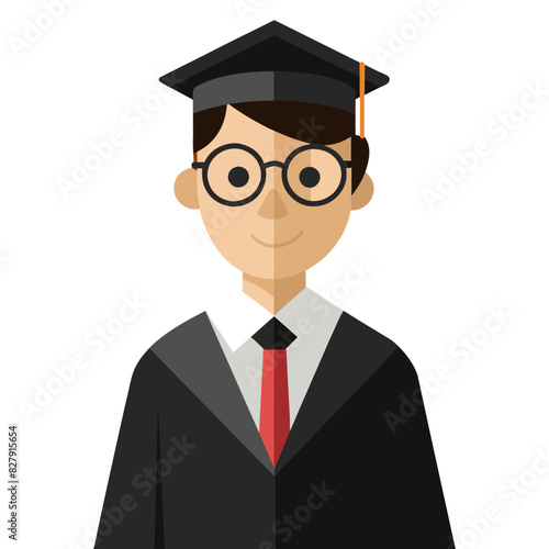 Man with glasses in black graduation gown