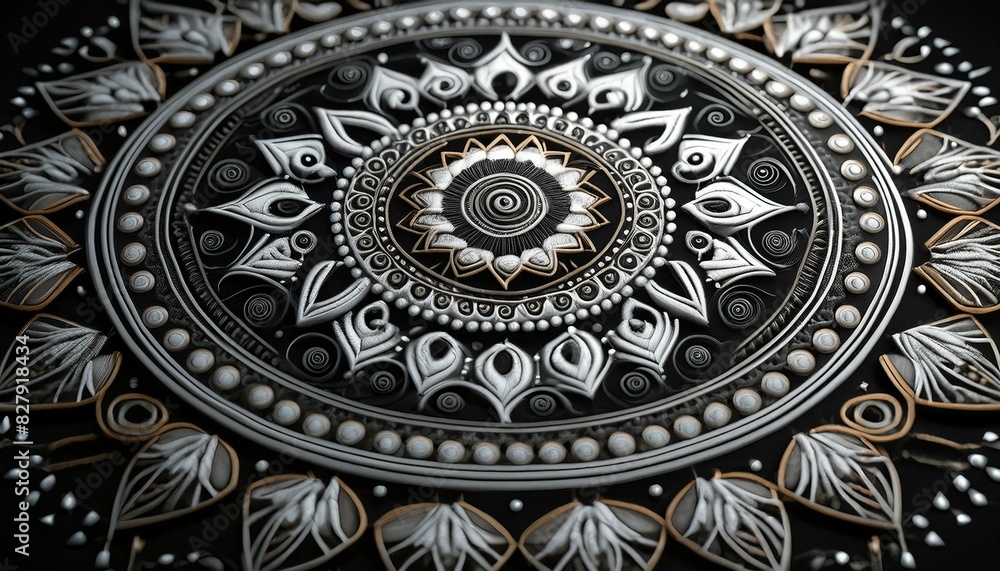 Obraz premium Colorful Balochi Embroidery with Bold Black and White