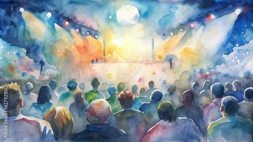 Abstract watercolor painting of a football public viewing event photo