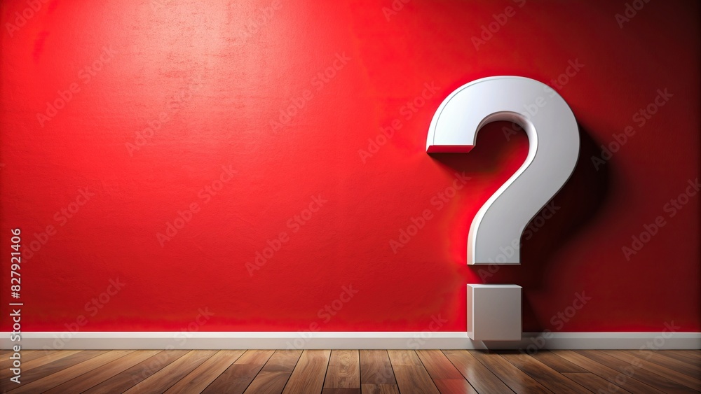 Question mark symbol in front of red wall background for business ...