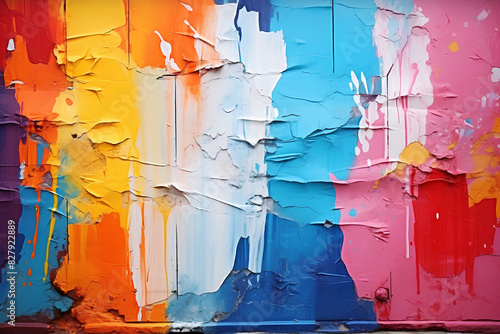 closeup of colorful messy painted urban wall texture modern pattern for wallpaper design creative urban city background abstract open composition
