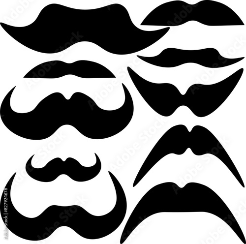 A set of black men's moustaches. Father's Day Concept