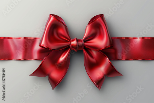 A festive red ribbon bow, perfect for gift wrapping or adding a decorative touch to any occasion photo