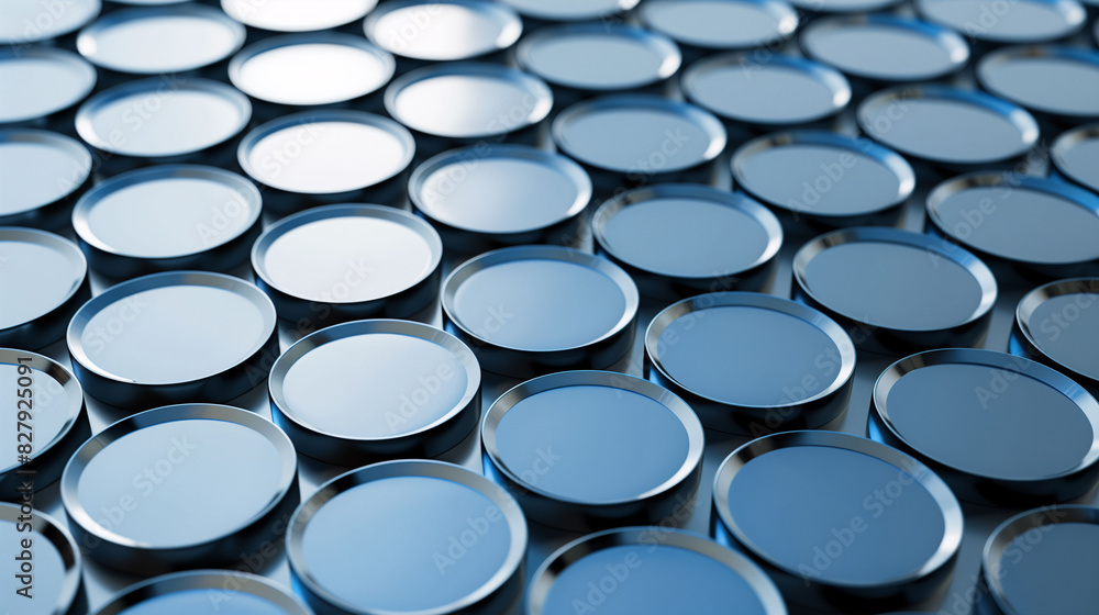 Geometric Pattern of Blue Metallic Circles with Glossy Finish Background Geometric Pattern of Blue Metallic Circles with Glossy Finish Background