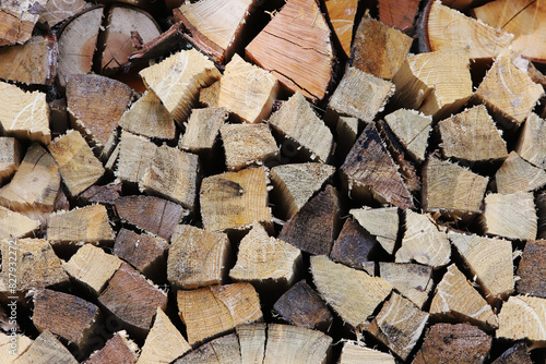 Obraz na płótnie Stacked chooped firewood w salonie