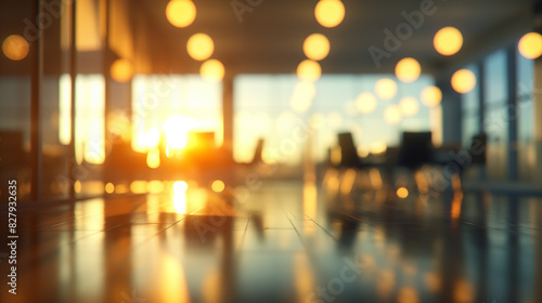 Wallpaper Mural Softly blurred interior of an empty open space office, with abstract light bokeh adding a touch of warmth and tranquility to the scene Torontodigital.ca
