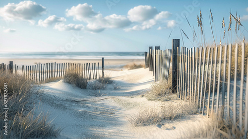 Fototapeta Naklejka Na Ścianę i Meble -  summer feeling - fence on the beach