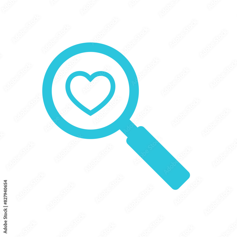 Pure Heart under Magnifying Glass, Zoom icon, Isolated on white background, From blue icon set Pure Heart under Magnifying Glass, Zoom icon, Isolated on white background, From blue icon set