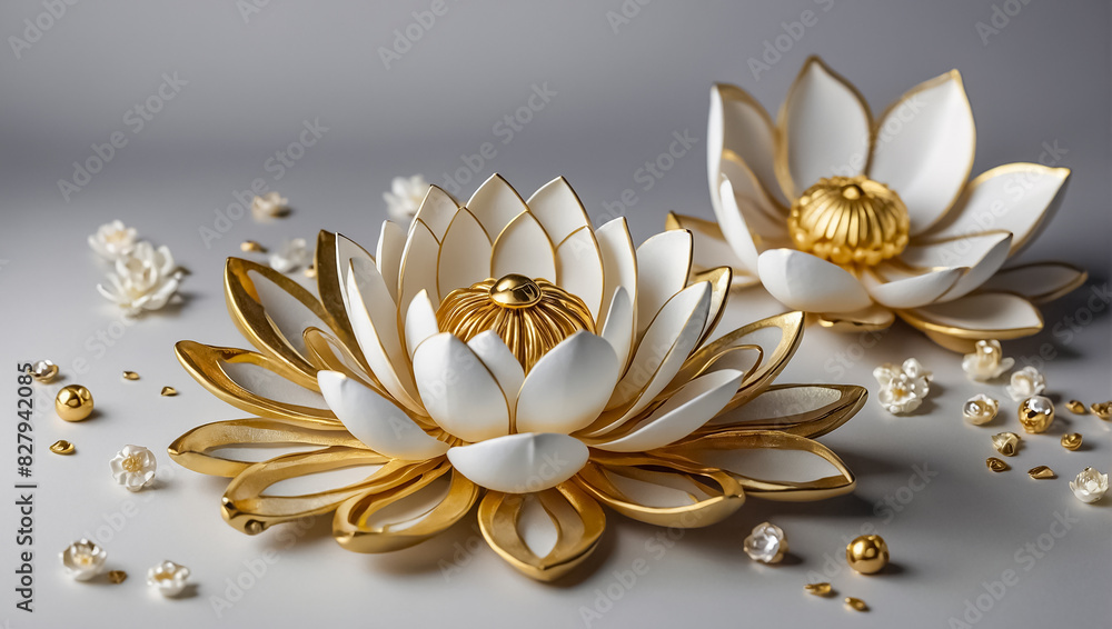 Beautiful lotus flower gold and white Beautiful lotus flower gold and white