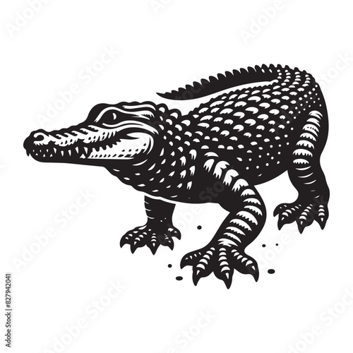 Sleek Crocodile Silhouettes  Black and White Crocodile Silhouettes Vector Art  Elegant Predators silhouettes