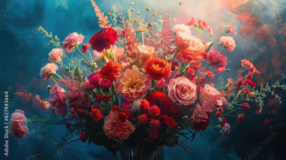 Florist at work: hands beautiful woman making bouquet of roses on work ...