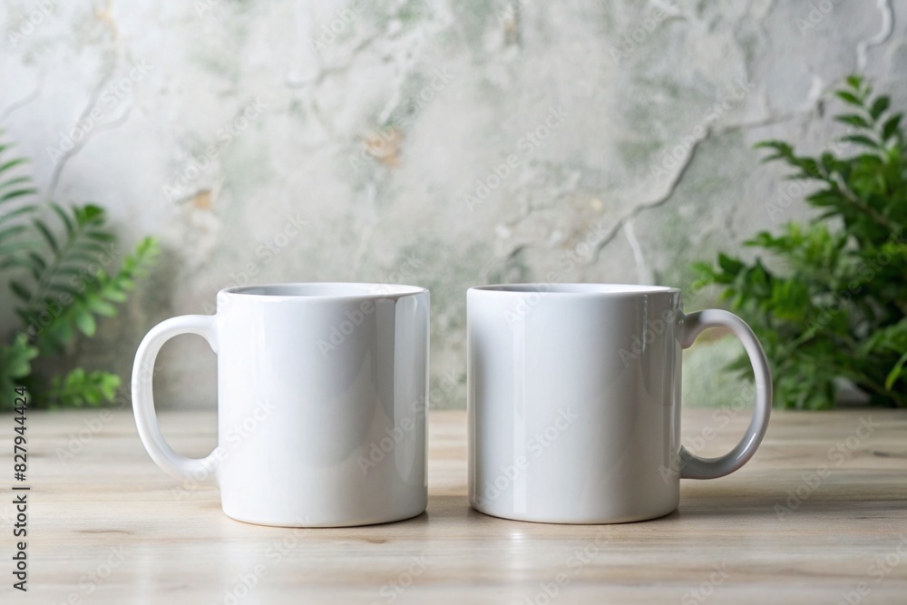 Mockup of two white ceramic coffee mug Mockup of two white ceramic coffee mug