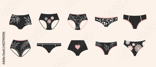 Elegant, luxury lingerie and underwear logos collection. Hand drawn minimalist illustrations, boho style logos