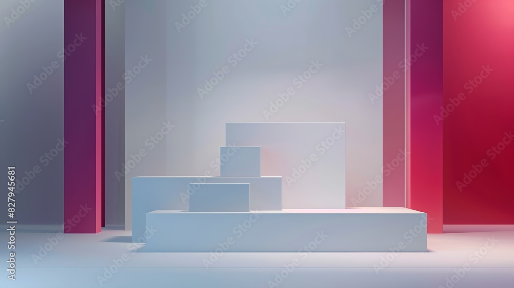Modern High Gloss White Podium for Fashion Product Photography with Gradient Background Modern High Gloss White Podium for Fashion Product Photography with Gradient Background