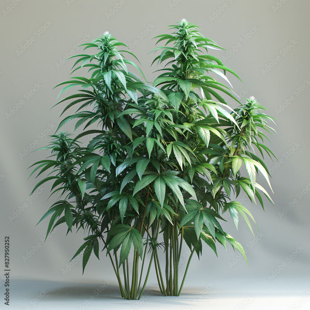 Obraz premium animated Fraternal Twin Marijuana Plants - Dynamic Growth in Action