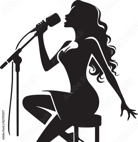 Woman Singer Silhouette Vector
