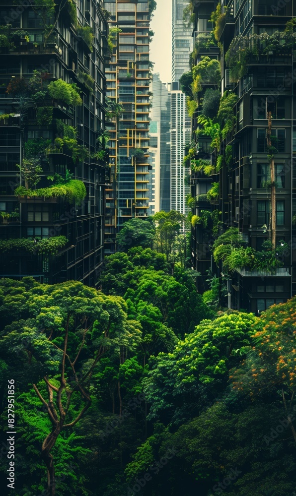 futuristic eco green city with skyscrapers buildings and gardens, future sustainable architecture, harmony of human and nature futuristic eco green city with skyscrapers buildings and gardens, future sustainable architecture, harmony of human and nature