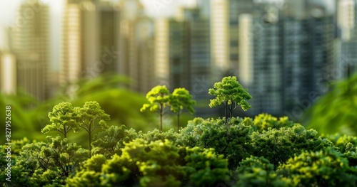 Fototapeta Naklejka Na Ścianę i Meble -  residential district in green eco city miniature, model of residential buildings in green town