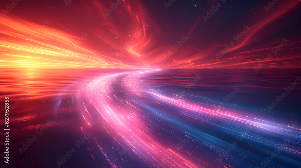 Colorful vibrant neon light stripes and dots, luminous lighttail stripes on a dark moody background, futuristic design, modern light art Colorful vibrant neon light stripes and dots, luminous lighttail stripes on a dark moody background, futuristic design, modern light art