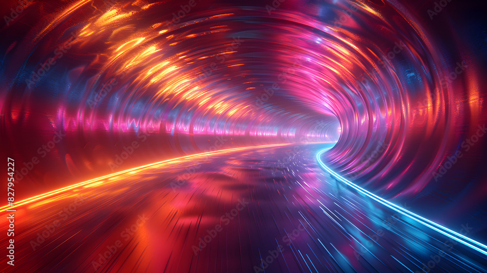 Colorful vibrant neon light stripes and dots, luminous lighttail stripes on a dark moody background, futuristic design, modern light art Colorful vibrant neon light stripes and dots, luminous lighttail stripes on a dark moody background, futuristic design, modern light art