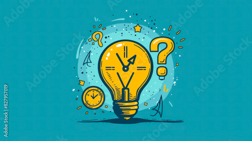 Bright Light Bulb With a Question Mark Glowing Against a  Blue Background