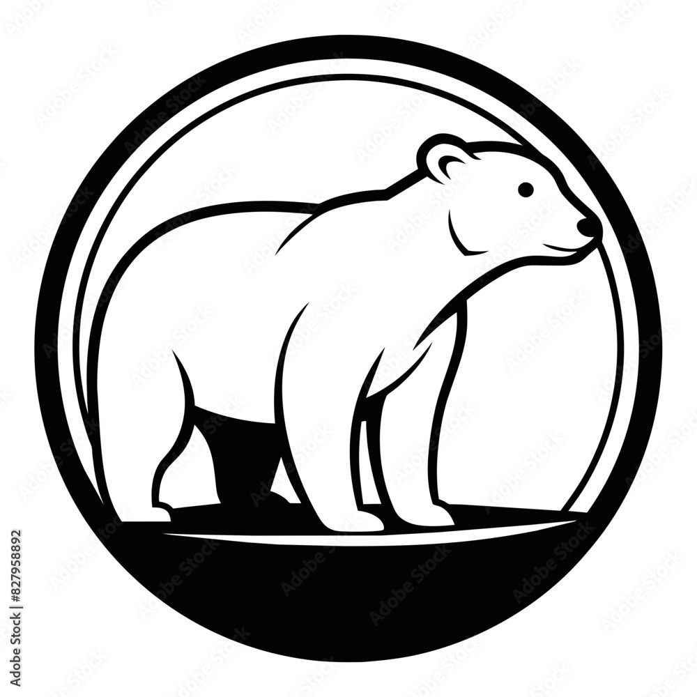 Fototapeta premium Polar Bear Icon Vector Illustration in a Circle | High-Quality Design
