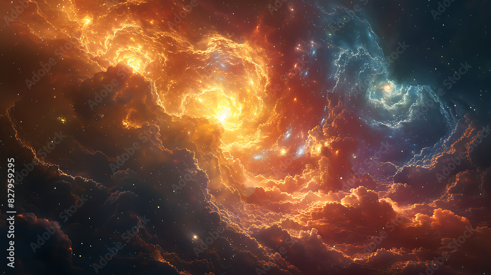 illustration of a celestial phenomenon known as a supernova with exploding stars cosmic shockwaves and radiant nebulae painting the night sky in a breathtaking display of cosmic spectacle illustration of a celestial phenomenon known as a supernova with exploding stars cosmic shockwaves and radiant nebulae painting the night sky in a breathtaking display of cosmic spectacle