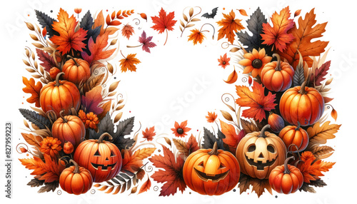 Halloween watercolor illustration. Halloween or Thanksgiving decoration. Pumpkin decoration. White background