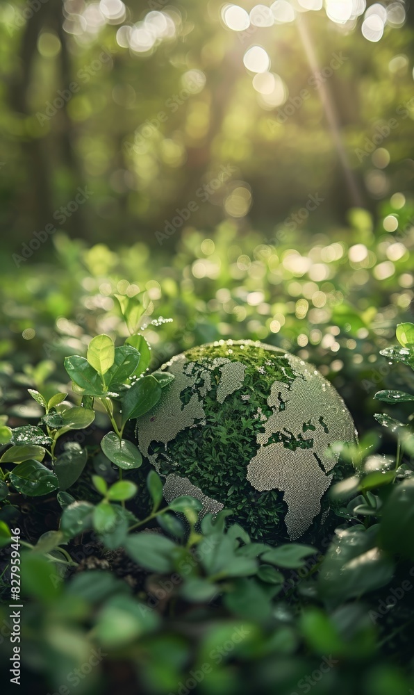 illustration of map of Earth in green grass, responsible consumption and resources sustainability, balance of ecology and harmony with environment concept illustration of map of Earth in green grass, responsible consumption and resources sustainability, balance of ecology and harmony with environment concept
