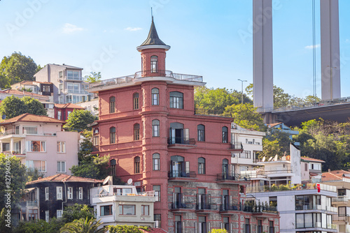 Magnificent view of the historical Yusuf Ziya Pasha pavilion in the Bosphorus of Istanbul from the Bosphorus. photo