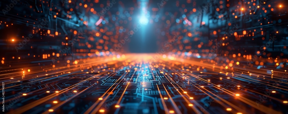 Fototapeta premium Technology abstract particle wave Background