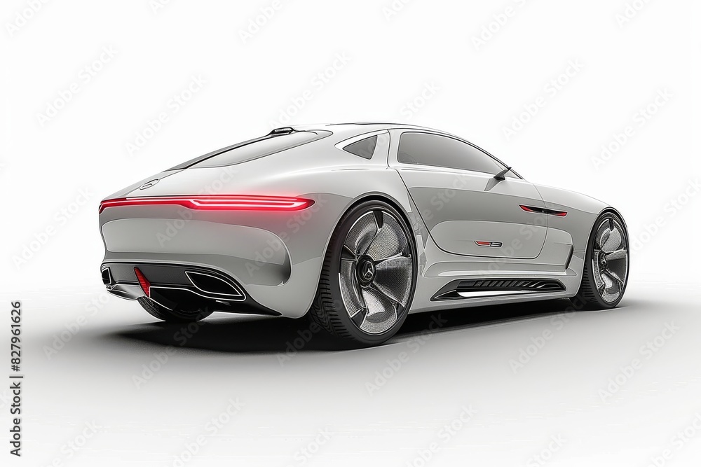 Sleek white futuristic sports car with red accents and advanced technology, showcasing modern design and high performance Sleek white futuristic sports car with red accents and advanced technology, showcasing modern design and high performance