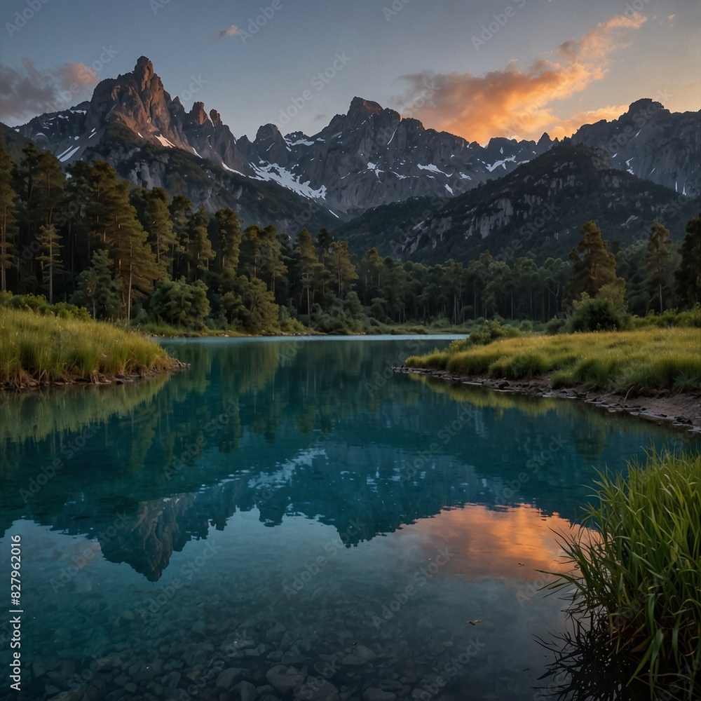 Naklejka premium lake in the mountains