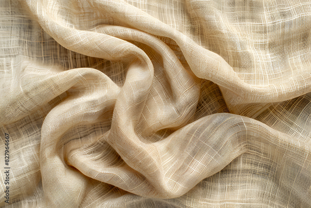 Beige or undyed linen fabric texture background
