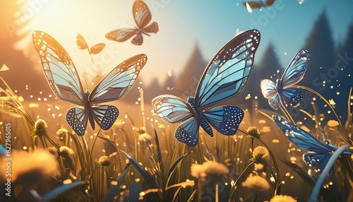 Robotic butterflies fluttering in a digital meadow 
