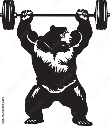 weightlifting bear vector silhouette