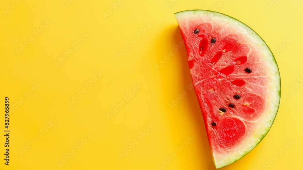 Watermelon on a yellow background.space text Slice of watermelon. Watermelon on a yellow background.space text Slice of watermelon.