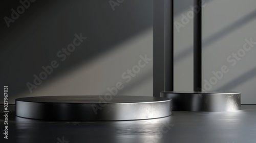 Wallpaper Mural Brushed Aluminum Podium in Dark Gray Setting for Camera Gear Still Life Photography Torontodigital.ca