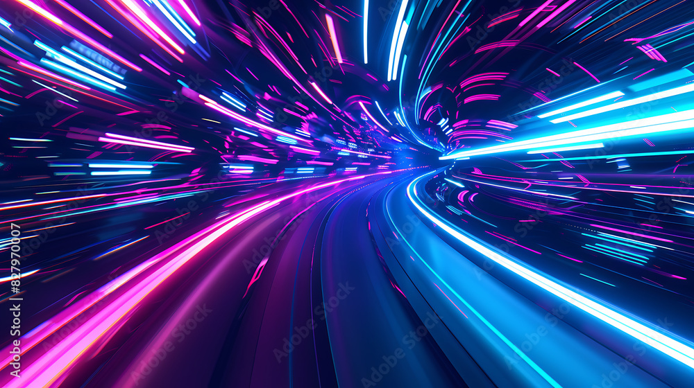 a captivating digital art concept. Against a dark background, neon lines in vibrant blue and pink converge toward a central vanishing point a captivating digital art concept. Against a dark background, neon lines in vibrant blue and pink converge toward a central vanishing point