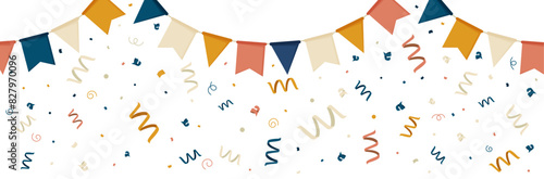 Fête, confettis et cotillons - Bannière festive - Éléments vectoriels éditables pastels autour de la célébration de fêtes - Drapeaux, fanions - Couleurs douces et modernes - Festivités, événements