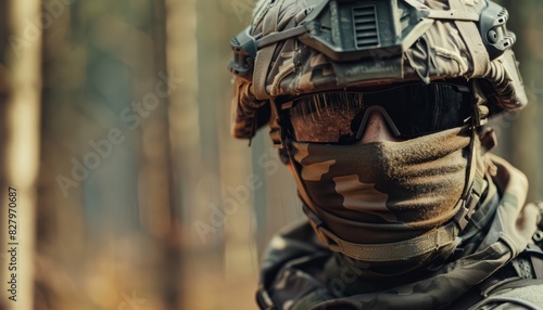 Wallpaper Mural German Soldier in Full Tactical Gear, Camouflage and Helmet, Autumn Military Operation Torontodigital.ca