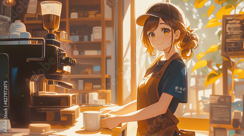 カフェでバイトする女の子 photo