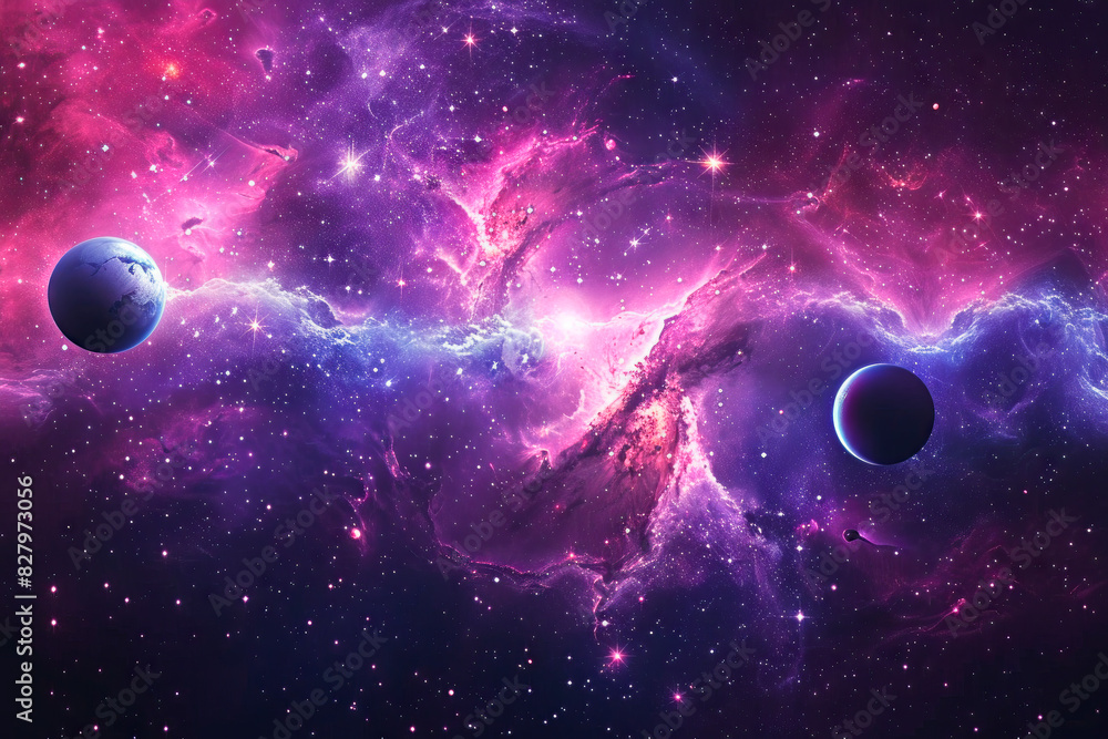 Abstract scientific background - glowing planet Earth in space, solar eclipse, nebula and stars Abstract scientific background - glowing planet Earth in space, solar eclipse, nebula and stars