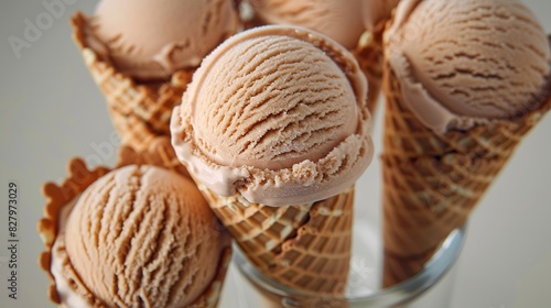 Many size of ice cream brown sugar wafer cone. Generative Ai